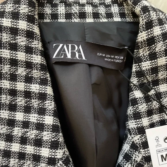 Zara Textured Houndstooth Jacket M NWT - Picture 4 of 7